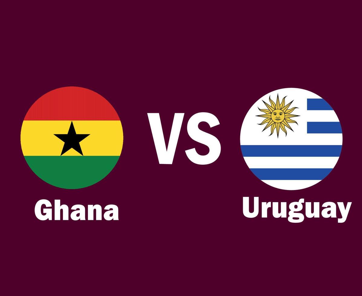 Ghana e Uruguay bandiera con nomi simbolo design latino America e Africa calcio finale vettore latino americano e africano paesi calcio squadre illustrazione