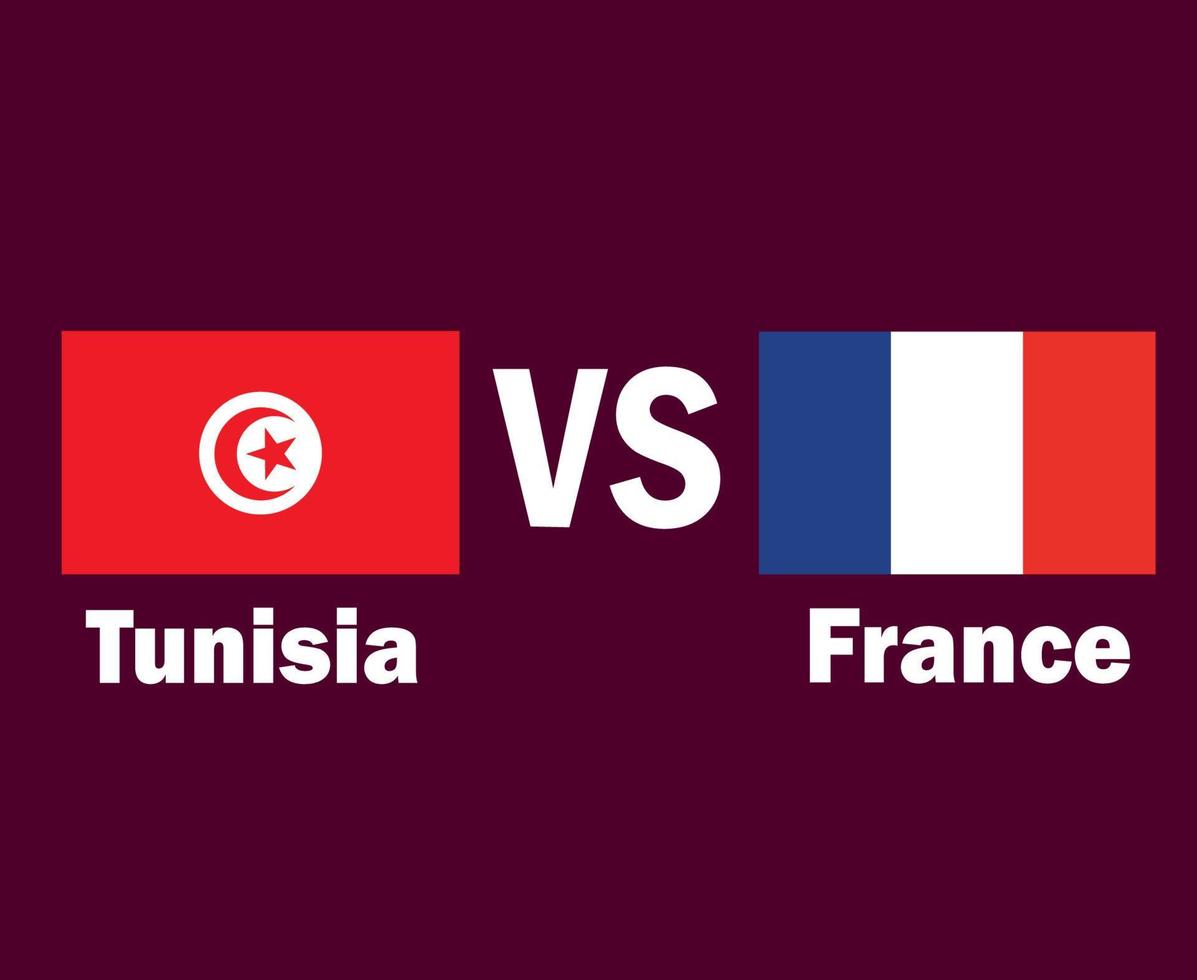 tunisia e Francia bandiera emblema con nomi simbolo design Africa e Europa calcio finale vettore africano e europeo paesi calcio squadre illustrazione