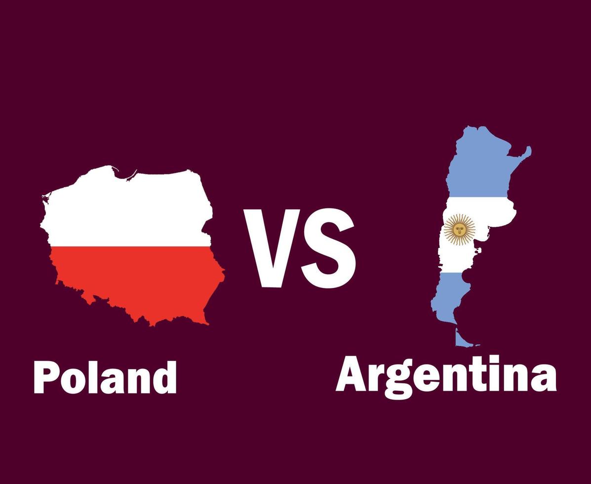 Polonia e argentina carta geografica bandiera con nomi simbolo design latino America e Europa calcio finale vettore latino americano e europeo paesi calcio squadre illustrazione