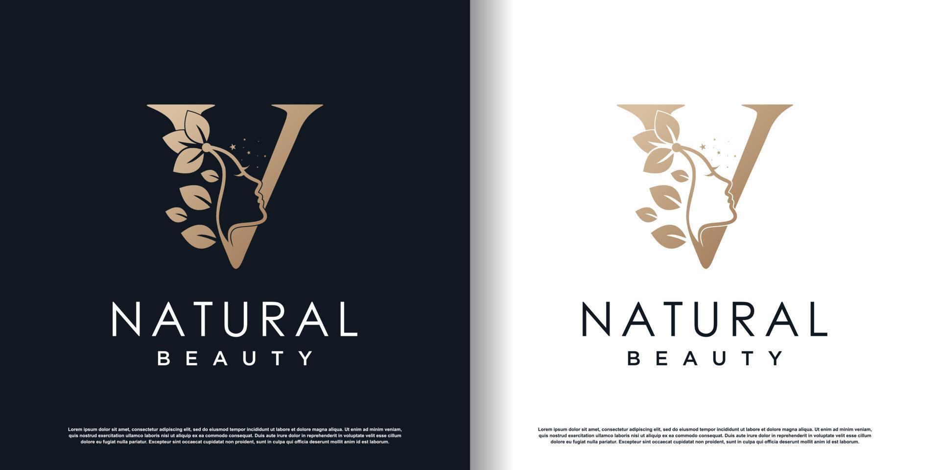 lettera v logo con naturale bellezza concetto premio vettore