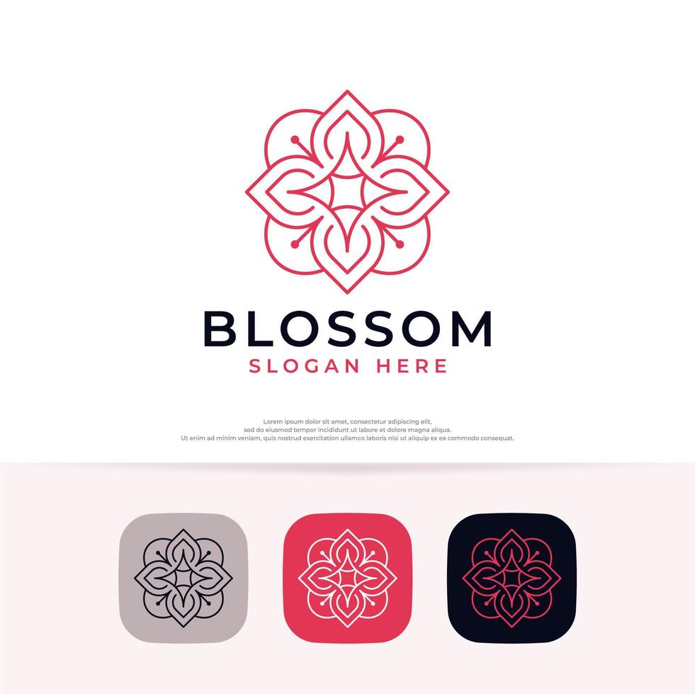 elegante loto fiore floreale bellezza terme logo design vettore