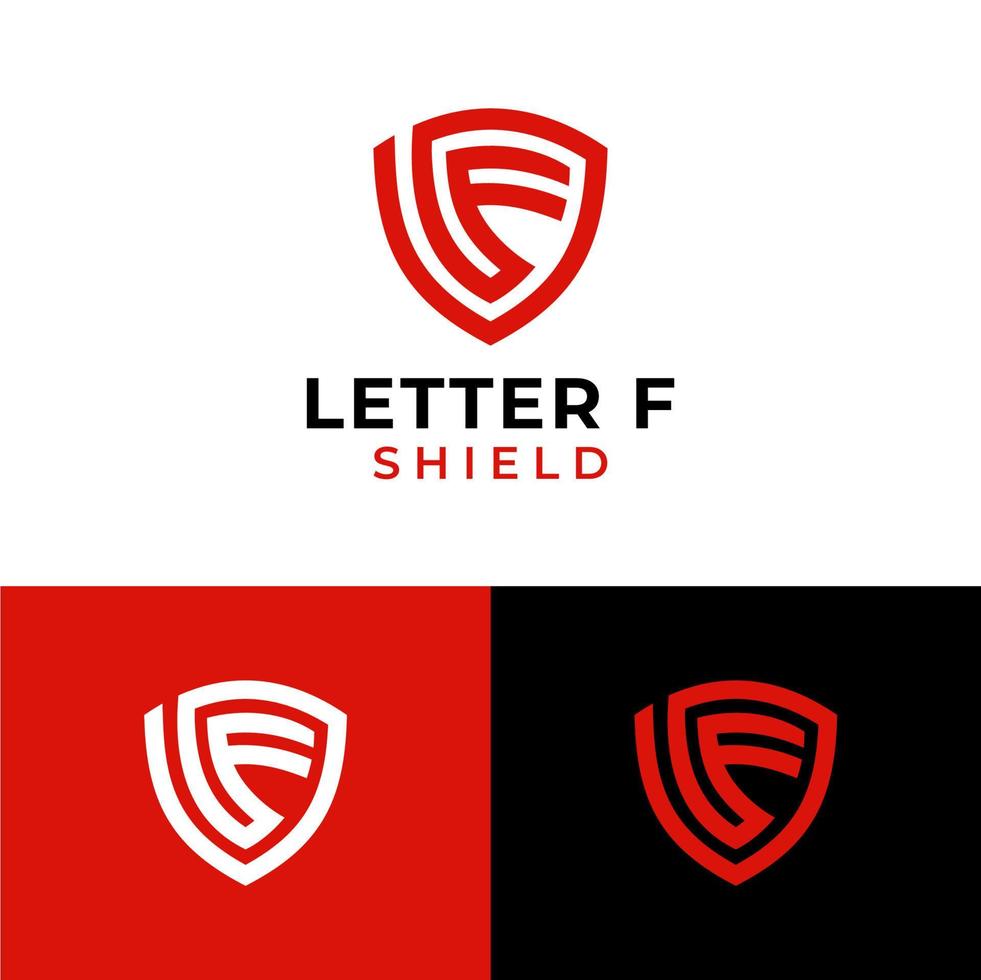 lettera f scudo protezione sicurezza logo design vettore