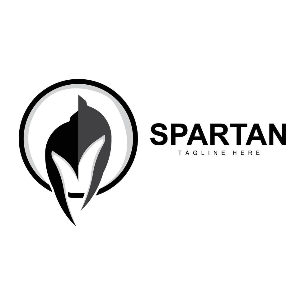 spartano logo, guerra casco completo da uomo vettore, barbaro armatura icona, vichingo, Palestra in forma disegno, fitness vettore