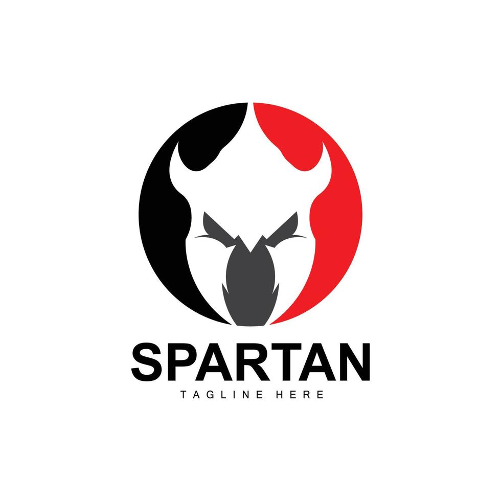 spartano logo, guerra casco completo da uomo vettore, barbaro armatura icona, vichingo, Palestra in forma disegno, fitness vettore