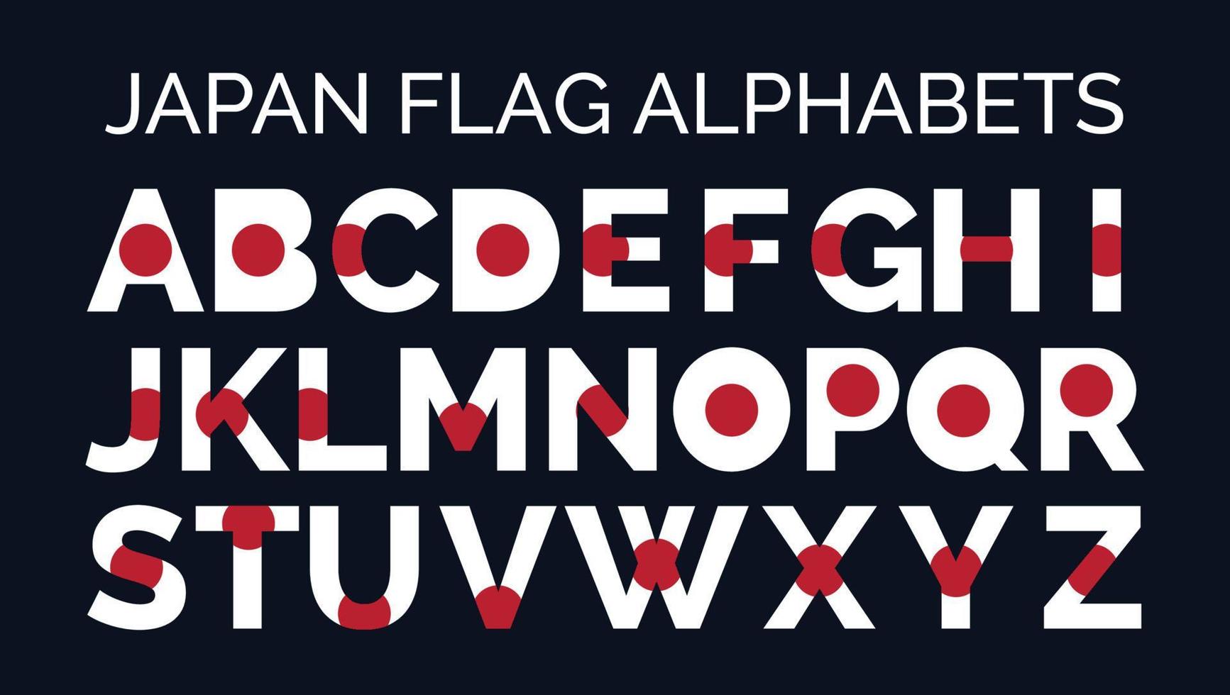 Giappone bandiera alfabeti lettere un' per z creativo design loghi vettore