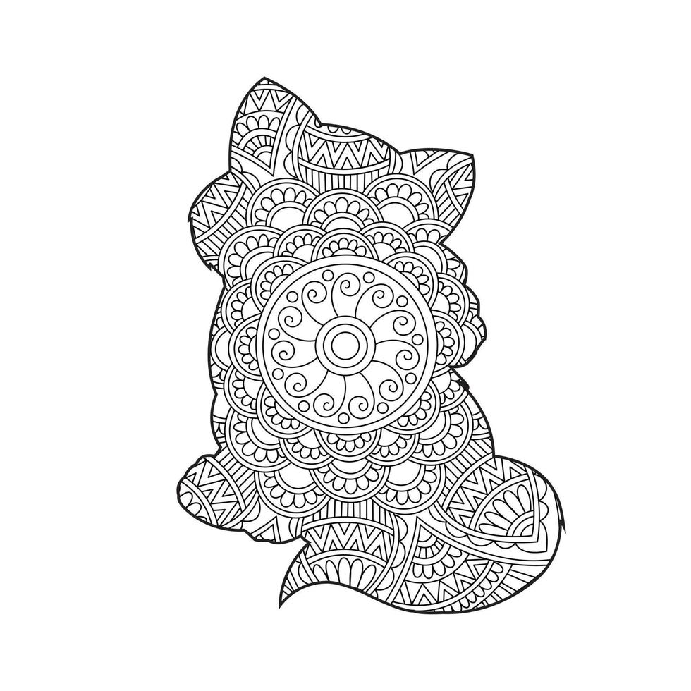 gatto mandala colorazione pagina per adulti floreale animale colorazione libro isolato su bianca sfondo anti stress colorazione pagina vettore illustrazione