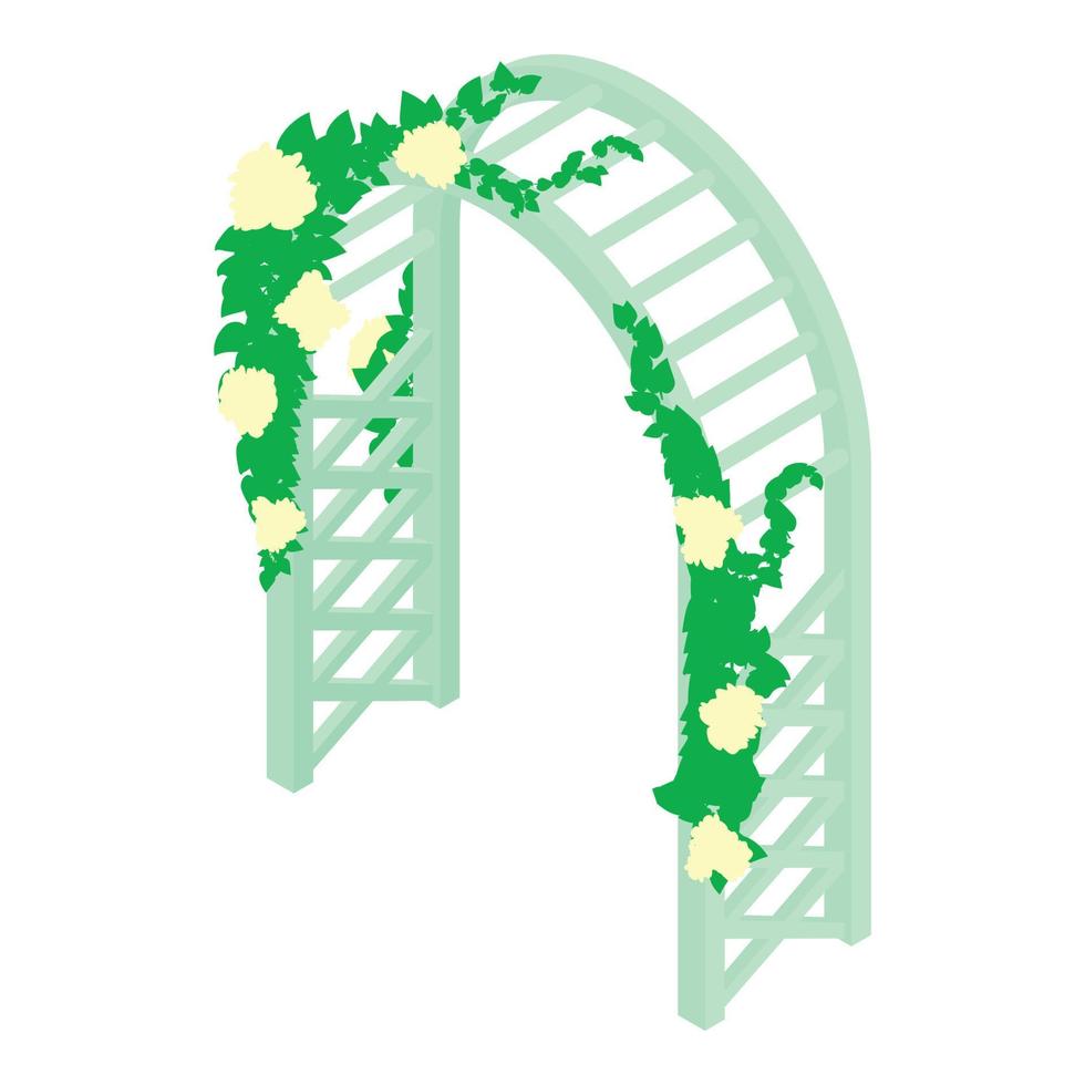 floreale arco icona isometrico vettore. giardino arco con Inerpicarsi fioritura pianta vettore