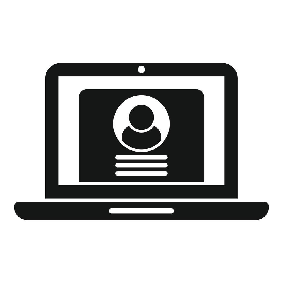 il computer portatile in linea assumere icona semplice vettore. lavoro ricerca vettore
