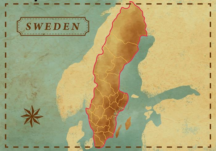 Mappa Svezia vintage vettore