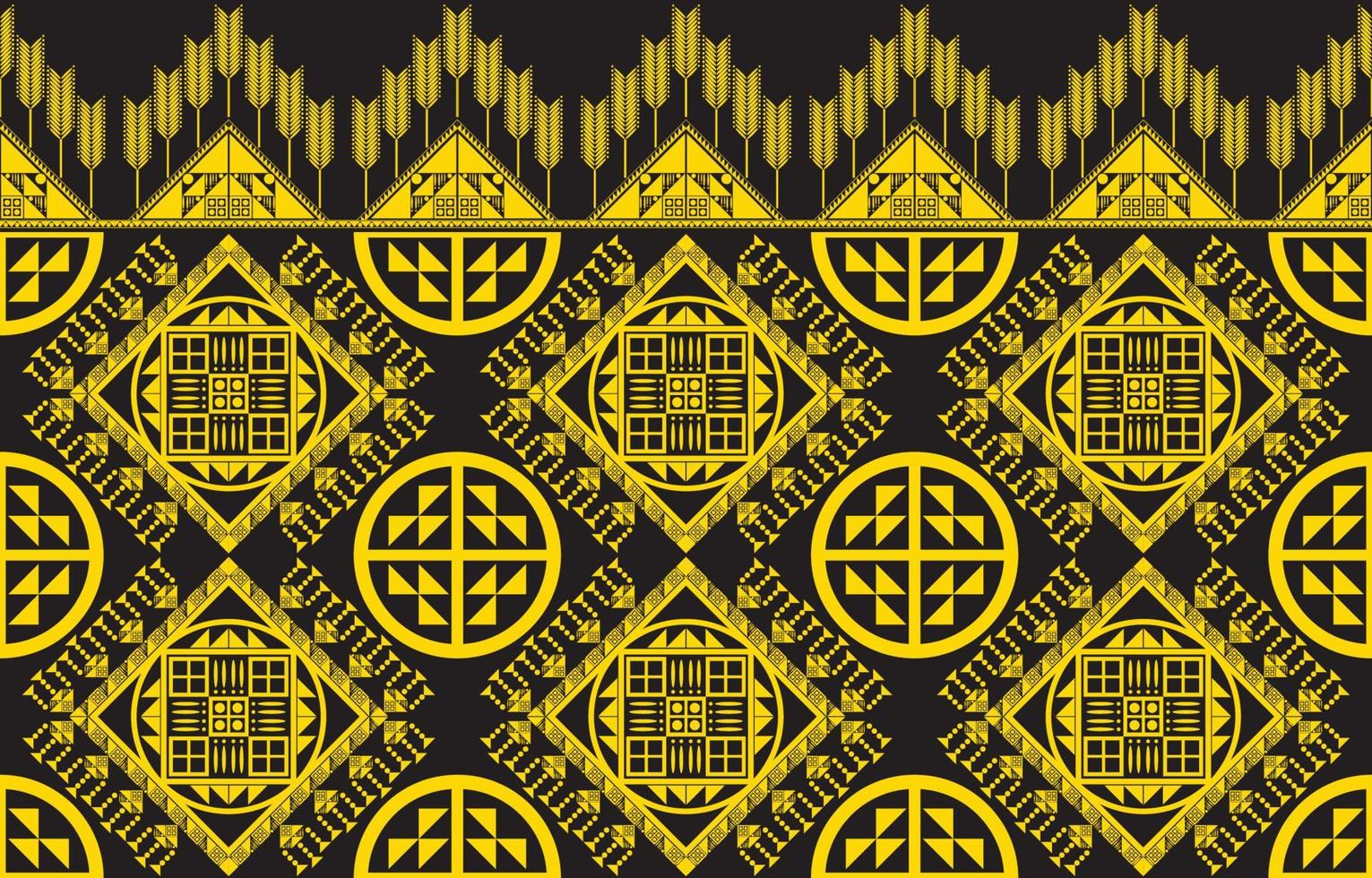 asiatico Cinese stile tribale tessuto tessile geometrico modello d'oro colore concetto. design per tappeto, tenda, ricamo, vestiario, avvolgere, batik, sfondo, sfondo senza soluzione di continuità vettore illustrazione
