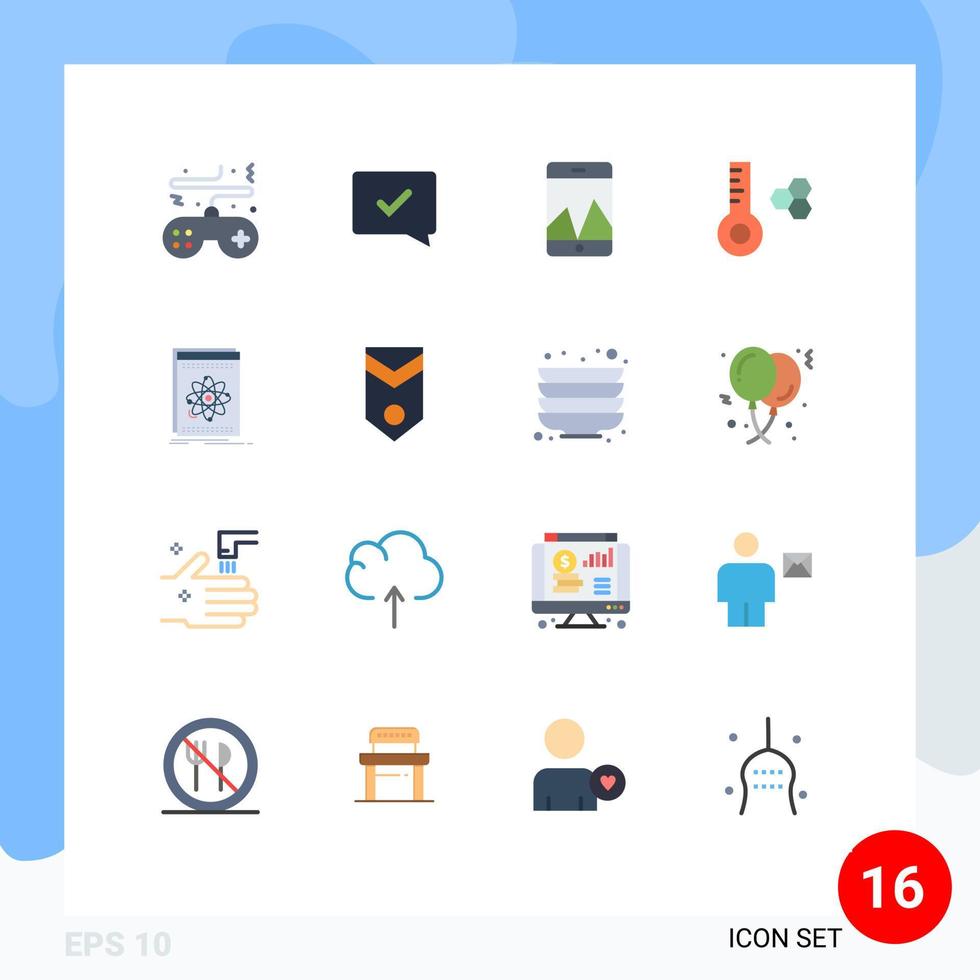 16 piatto colore concetto per siti web mobile e applicazioni sviluppatore api successo termometro temperatura modificabile imballare di creativo vettore design elementi