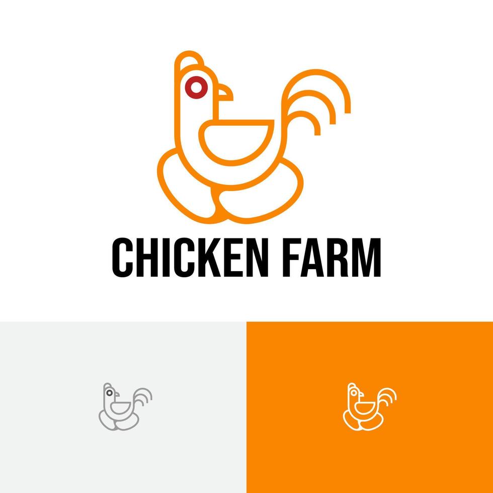 uovo pollo Gallo gallina pollame animale azienda agricola linea logo vettore