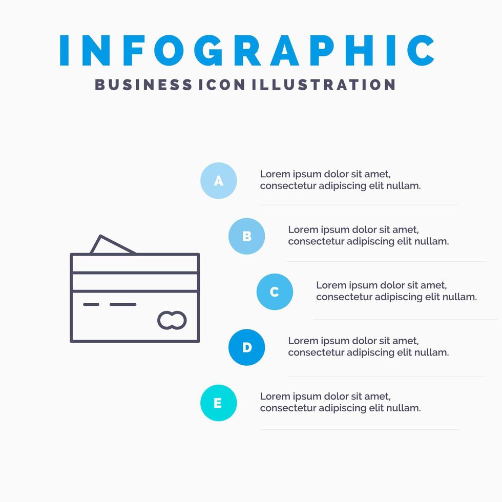 credito carta bancario carta carte credito finanza i soldi shopping linea icona con 5 passaggi presentazione infografica sfondo vettore