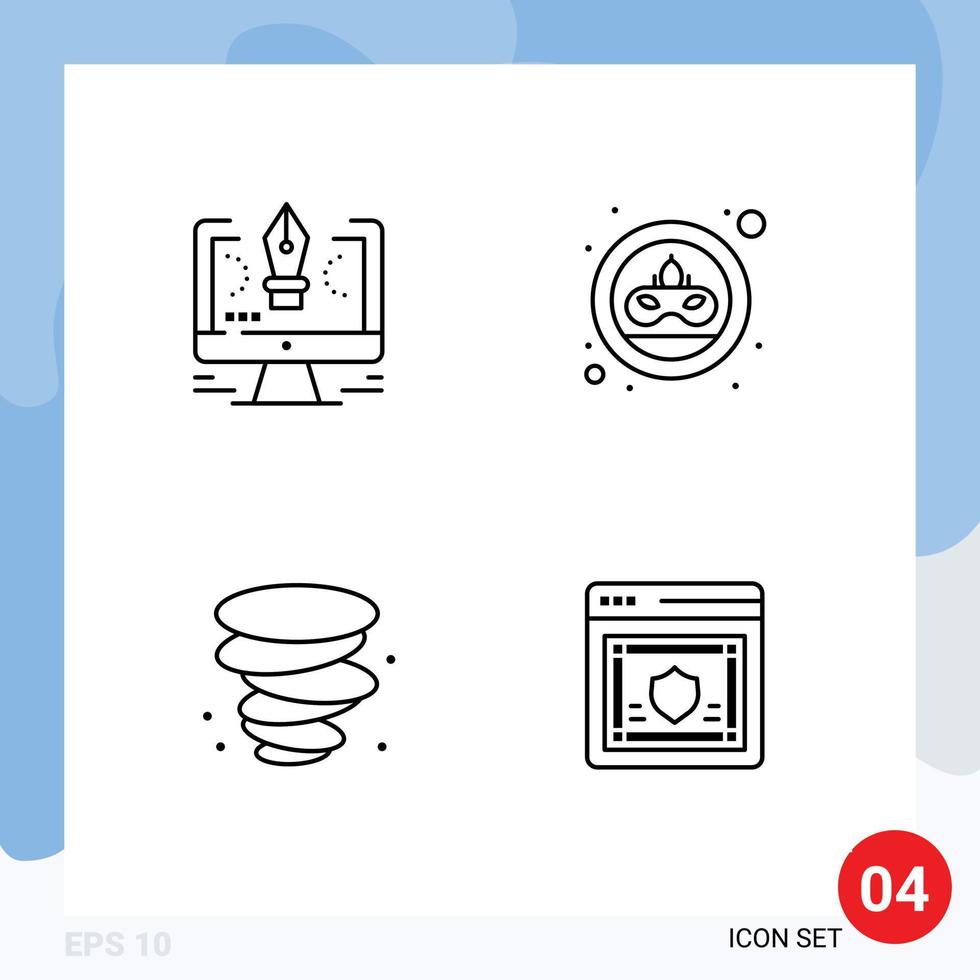 impostato di 4 moderno ui icone simboli segni per penna tempesta Software moneta vento modificabile vettore design elementi
