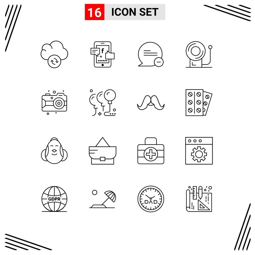 16 creativo icone moderno segni e simboli di telecamera arti Elimina arte formazione scolastica modificabile vettore design elementi