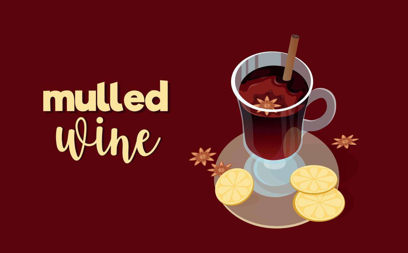 inverno vin brulé vino con cannella, caldo Natale bevanda vin brulé vino con arancia e spezie vettore