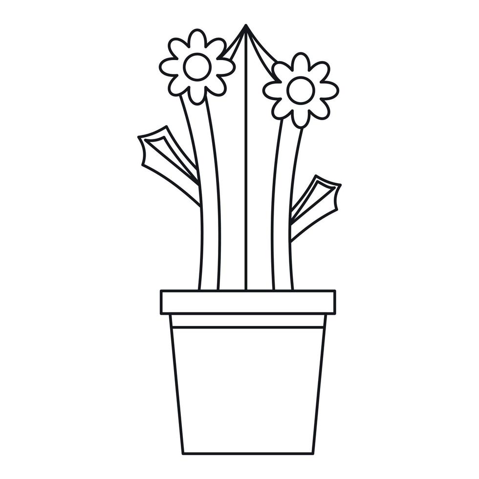 fioritura cactus nel pentola icona, schema stile vettore