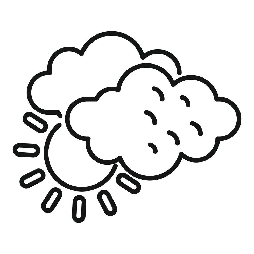 soleggiato nube icona schema vettore. pioggia previsione vettore