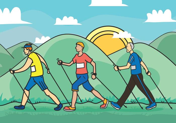 Illustrazione vettoriale di nordic walking