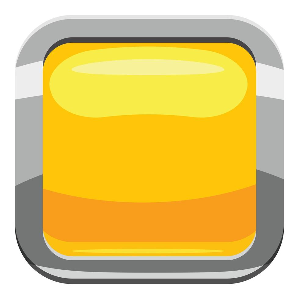 giallo piazza pulsante icona, cartone animato stile vettore