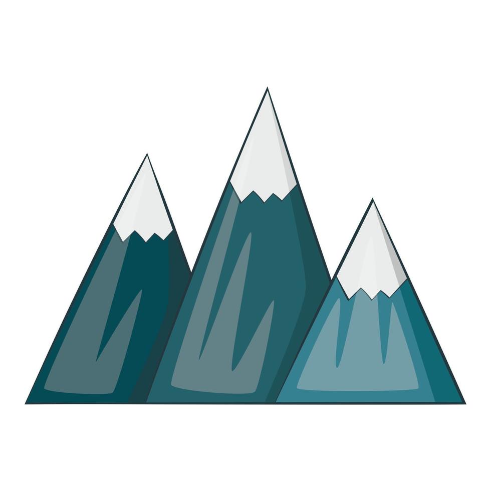 montagna icona, cartone animato stile vettore