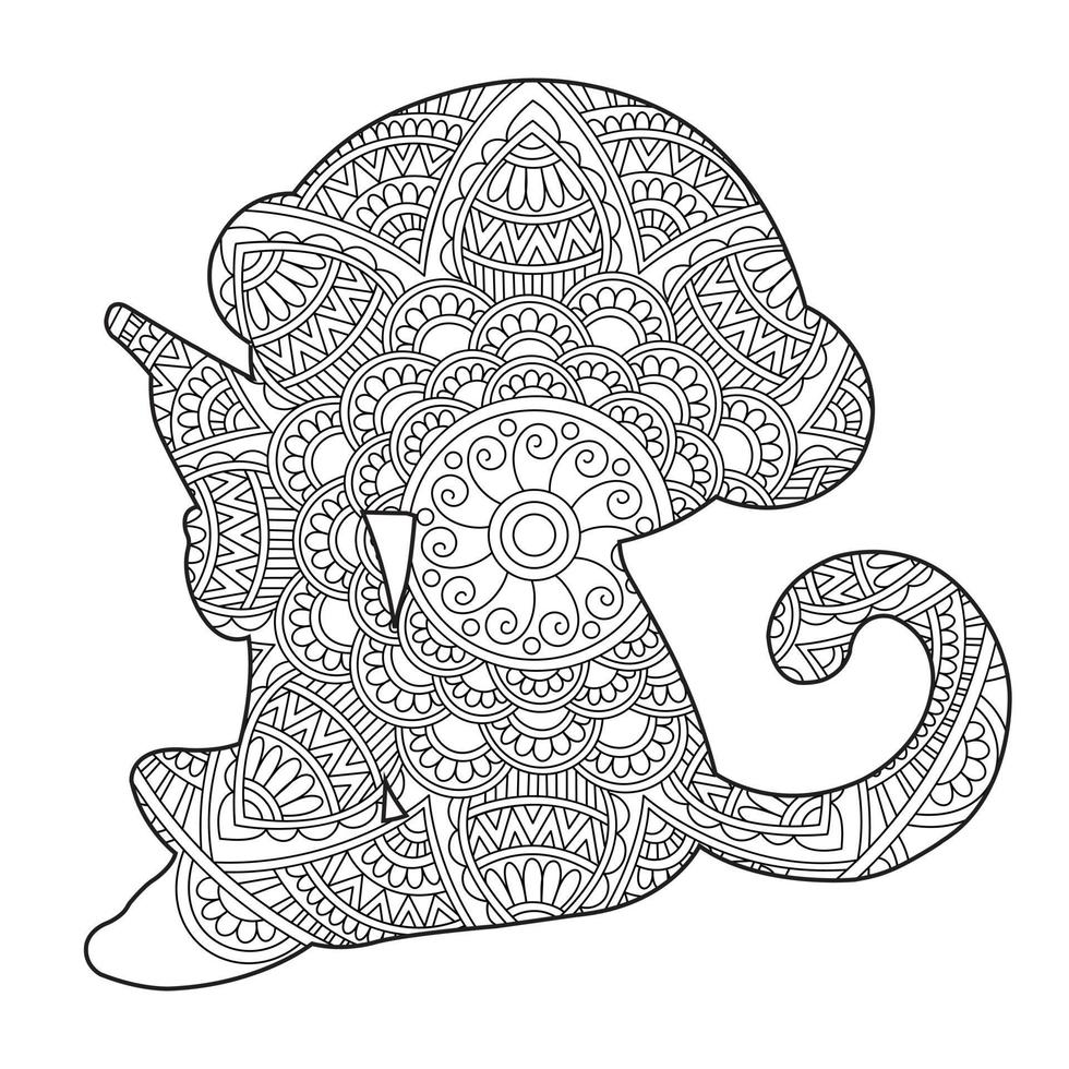 scimmia mandala colorazione pagina per adulti floreale animale colorazione libro isolato su bianca sfondo anti stress colorazione pagina vettore illustrazione