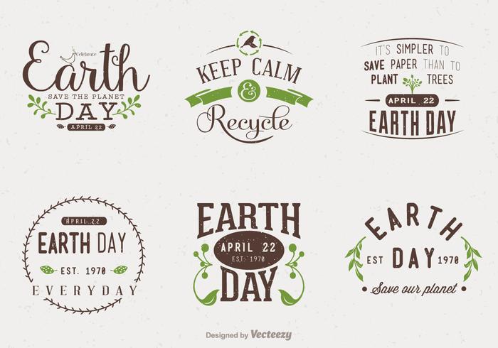 Disegni tipografici di vettore di Earth Day