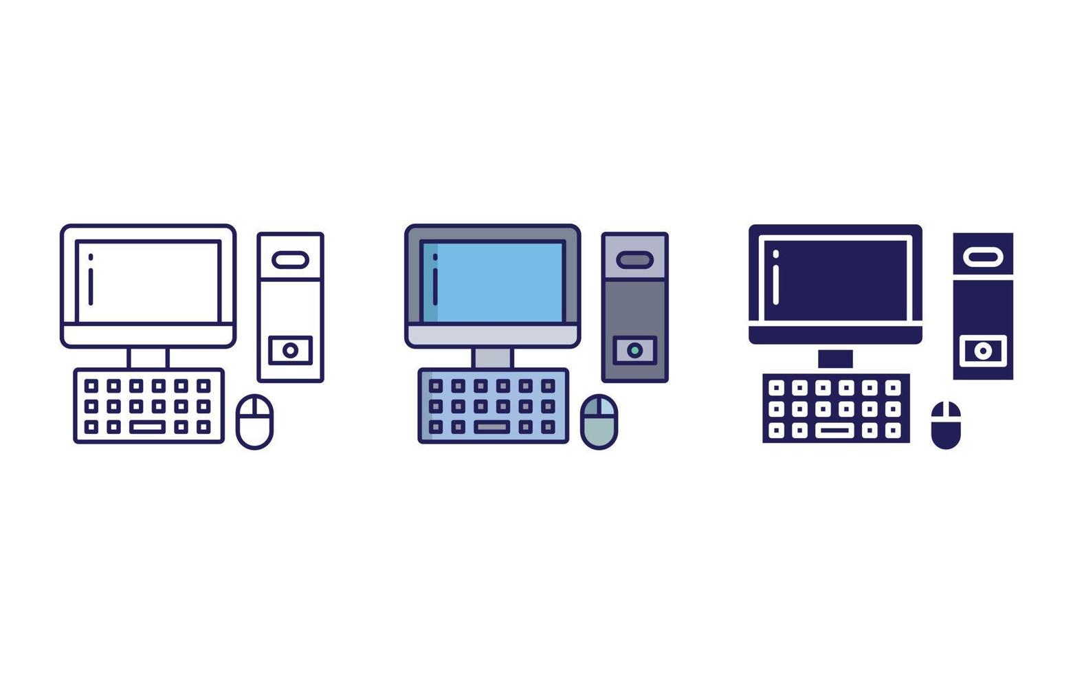 computer linea e glifo icona isolato su bianca sfondo, del desktop vettore illustrazione