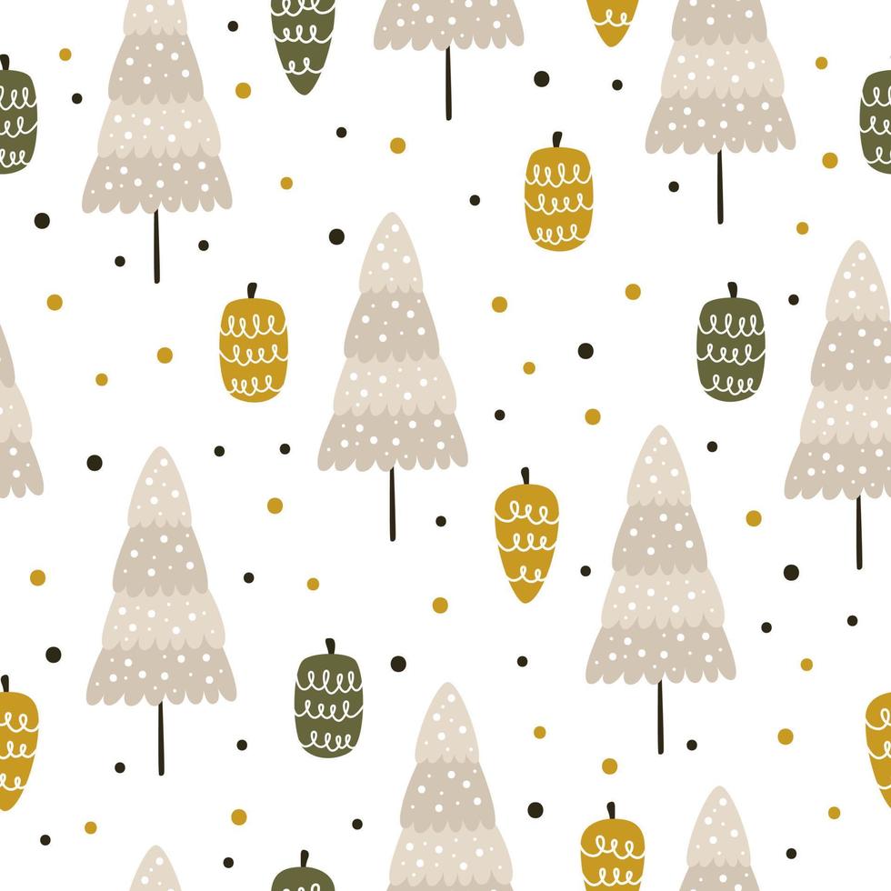 carino mano disegnato Natale alberi per involucro carta o tessuto. senza soluzione di continuità modello con carino inverno decorazioni per involucro carta per Natale vettore