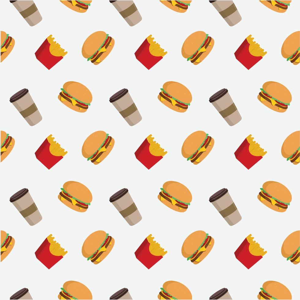 hamburger pasto francese patatine fritte sfondo veloce cibo modello senza soluzione di continuità vettore illustrazione