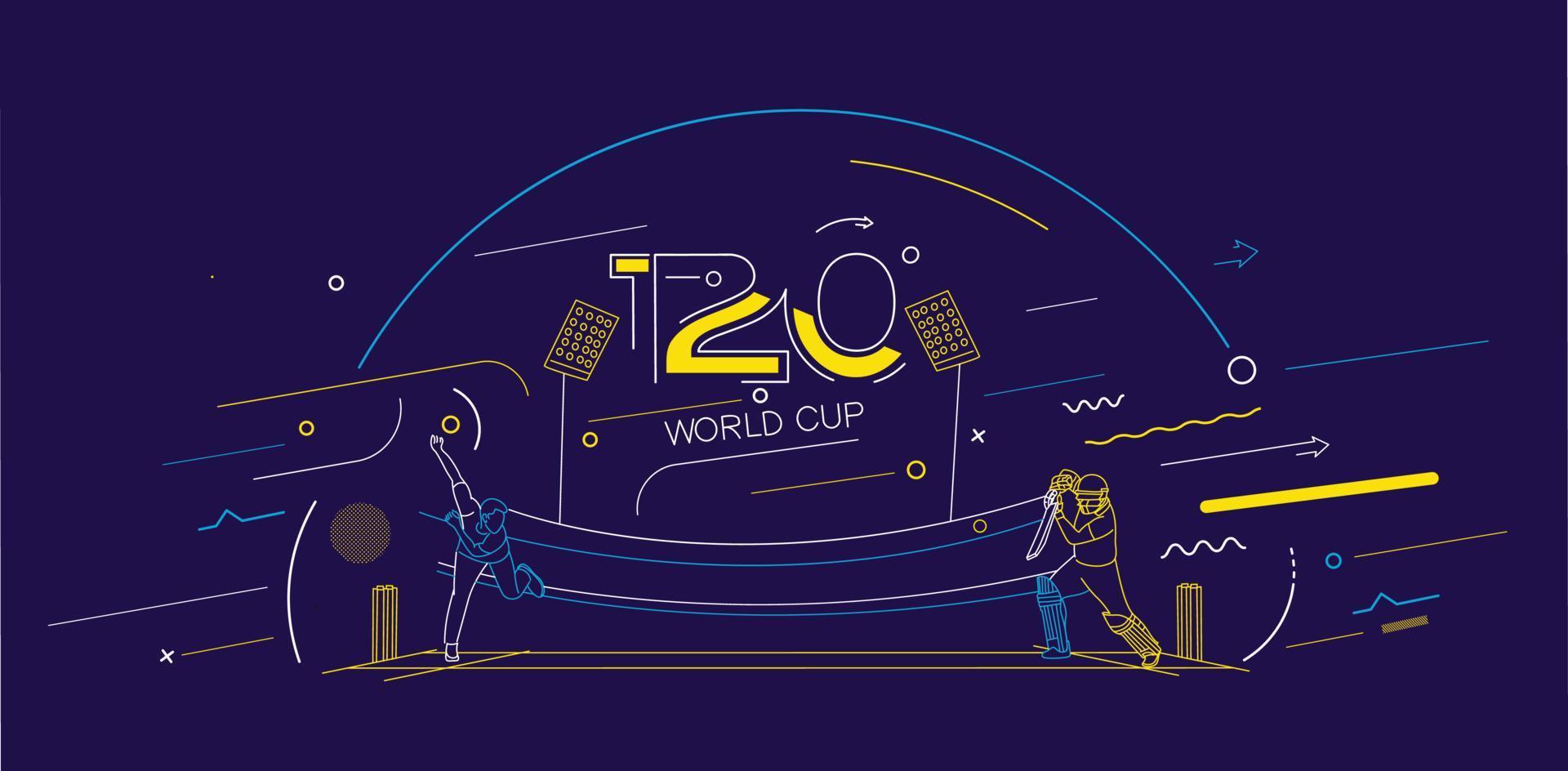 t20 mondo tazza cricket campionato manifesto, modello, opuscolo, decorato, volantino, bandiera design. vettore