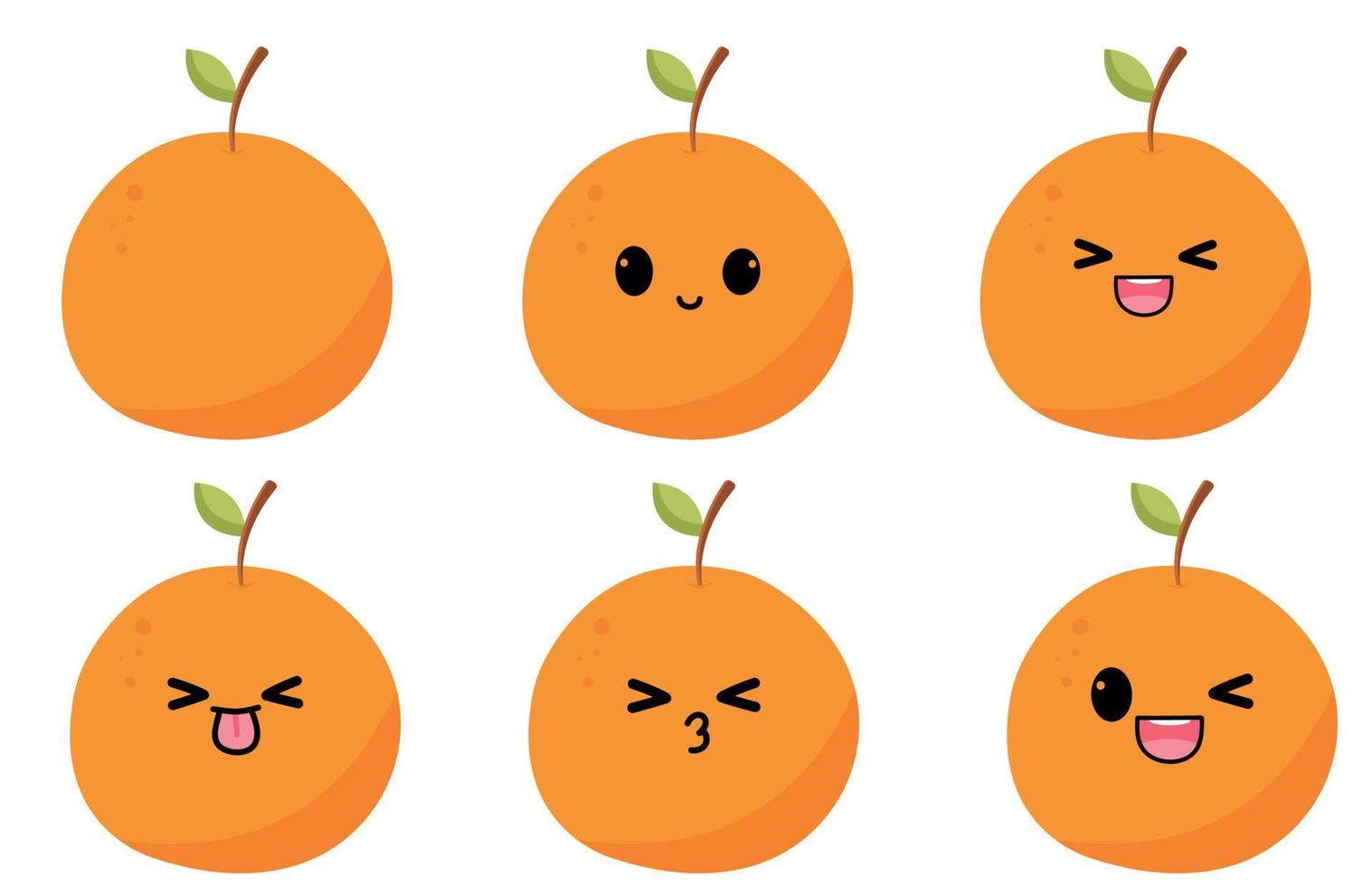 arancia con kawaii occhi. piatto design vettore illustrazione di arancia su bianca sfondo