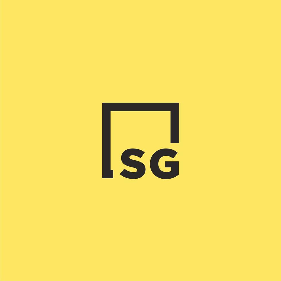 sg iniziale monogramma logo con piazza stile design vettore