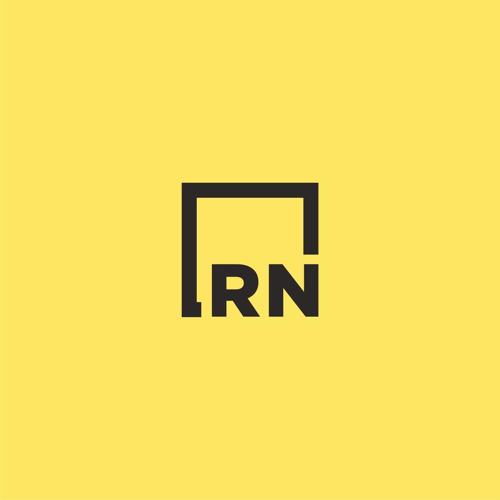 rn iniziale monogramma logo con piazza stile design vettore