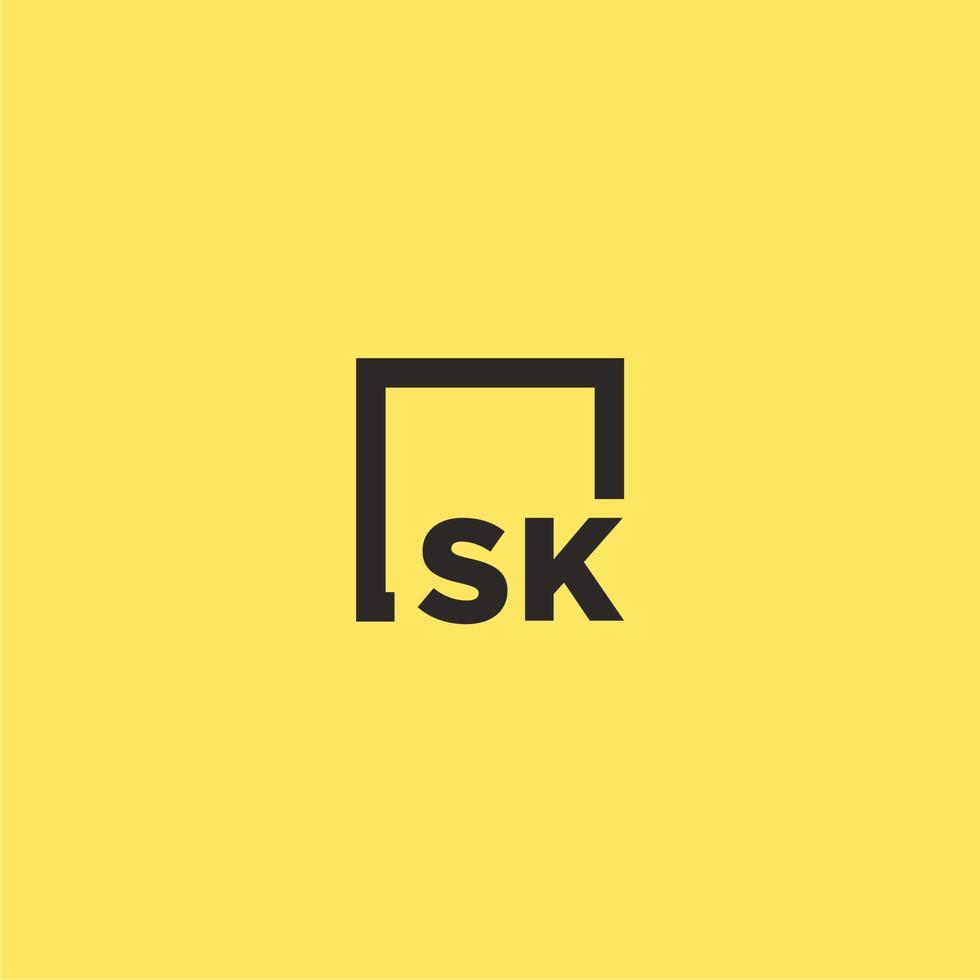 sk iniziale monogramma logo con piazza stile design vettore