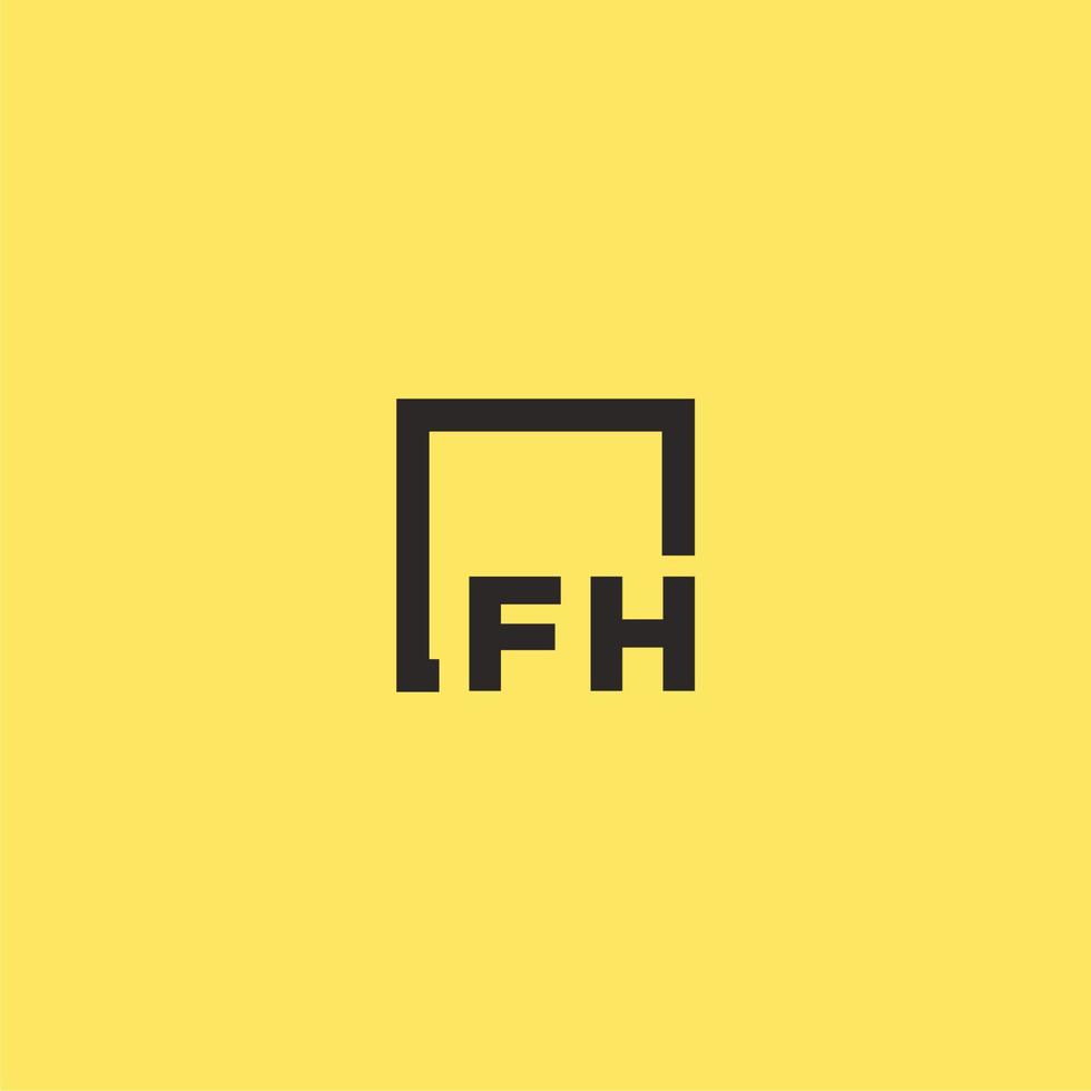 fh iniziale monogramma logo con piazza stile design vettore