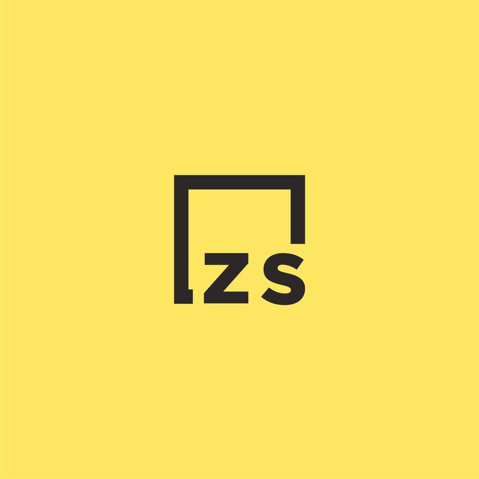 zs iniziale monogramma logo con piazza stile design vettore