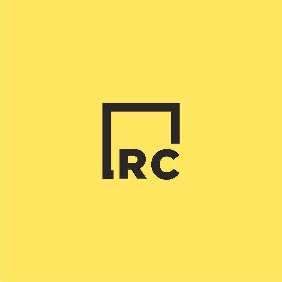 rc iniziale monogramma logo con piazza stile design vettore