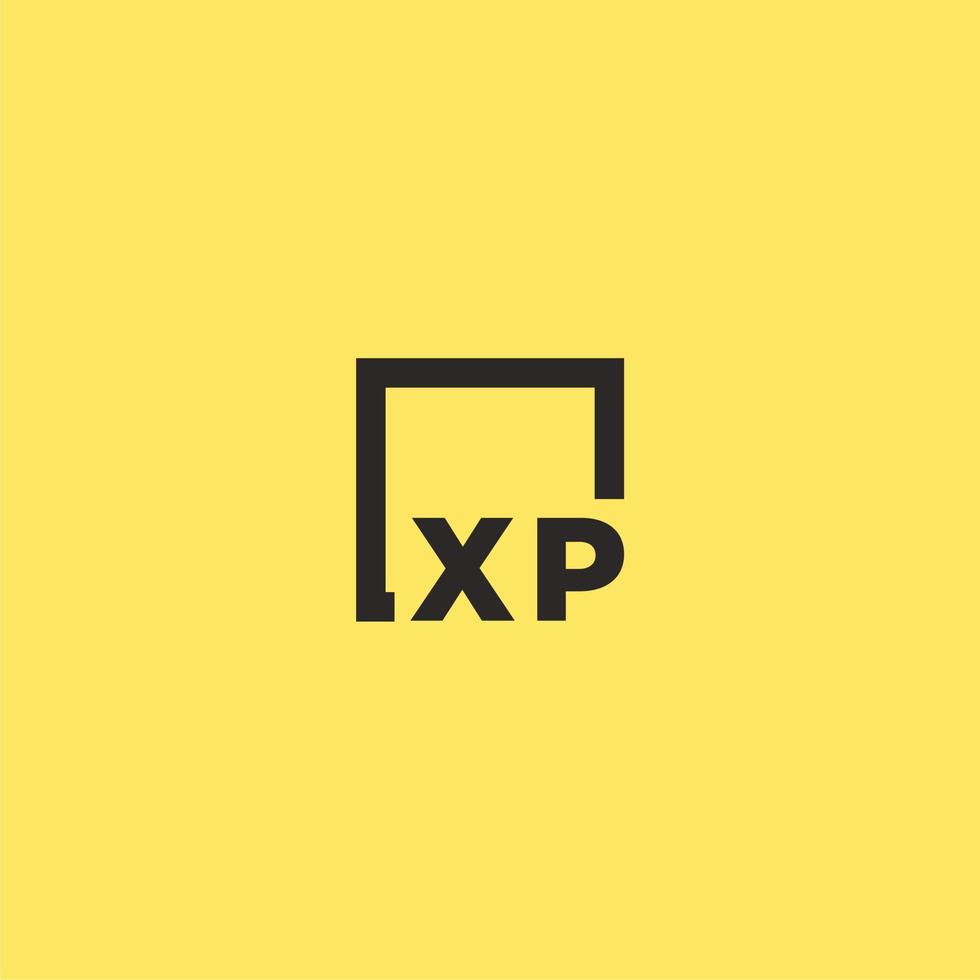 xp iniziale monogramma logo con piazza stile design vettore