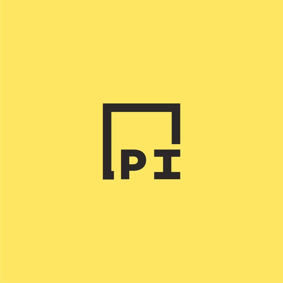 pi iniziale monogramma logo con piazza stile design vettore