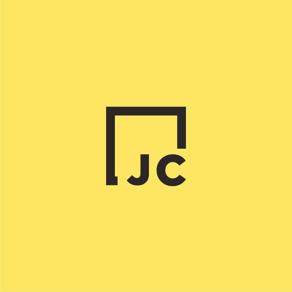 jc iniziale monogramma logo con piazza stile design vettore