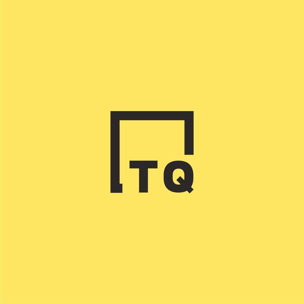 tq iniziale monogramma logo con piazza stile design vettore