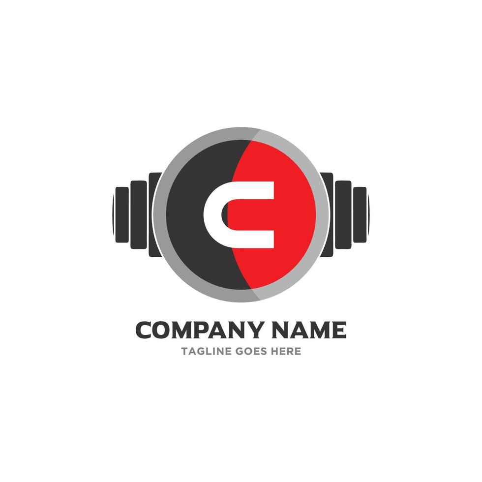 c lettera logo design icona fitness e musica vettore simbolo.