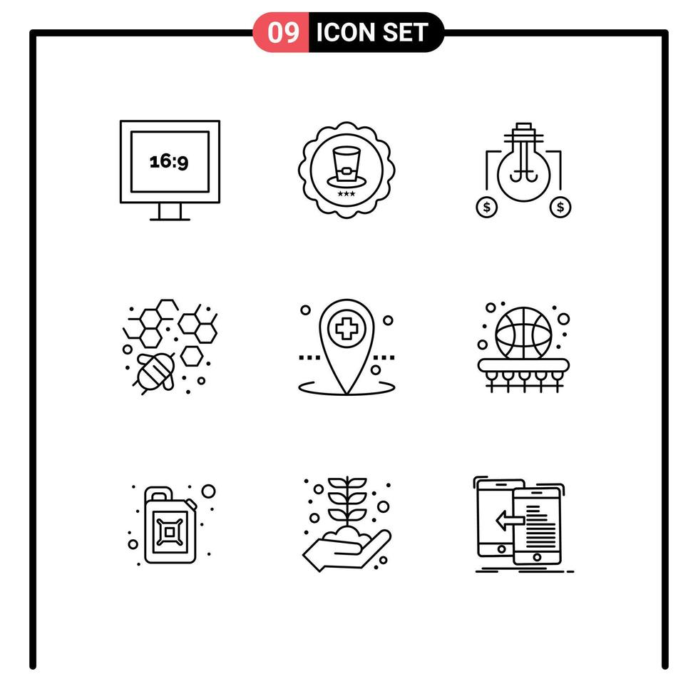 impostato di 9 commerciale lineamenti imballare per medico ospedale idea assistenza sanitaria miele modificabile vettore design elementi