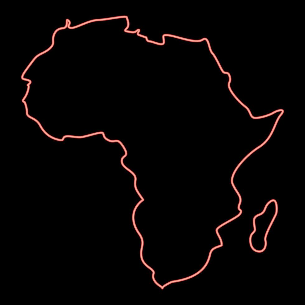 neon carta geografica di Africa rosso colore vettore illustrazione Immagine piatto stile