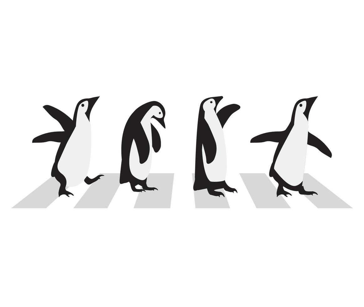 carino pinguini con attraversamento pedonale cartone animato vettore
