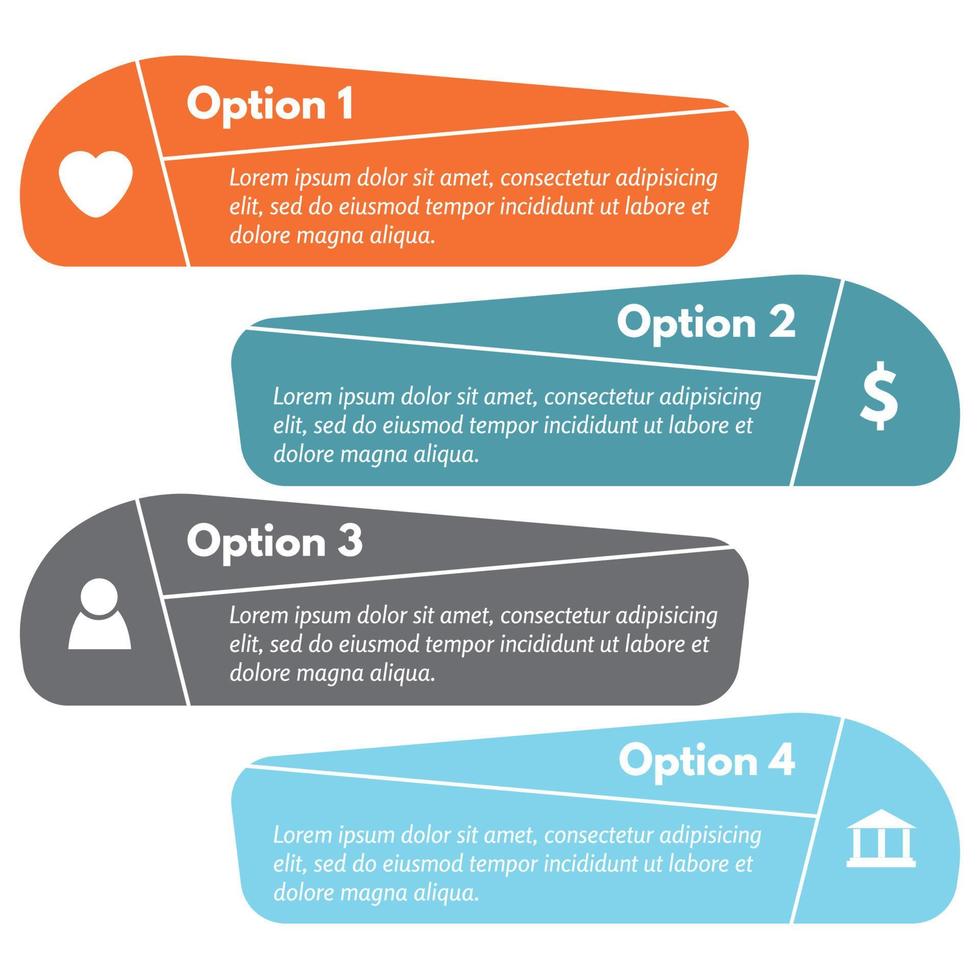 quattro elementi di Infografica design con icone. passo di passo Infografica design modello. vettore illustrazione