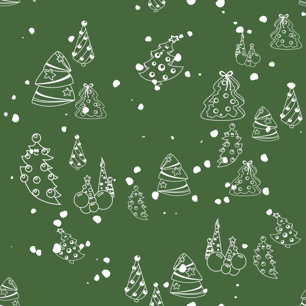 vettore mano disegnato senza soluzione di continuità modello. Natale, inverno scarabocchio elementi. isolato su bianca sfondo. alberi, ghirlande, regali, dolci, Pan di zenzero. per sfondo, Stampa, tessile, tessuti, regalo borse