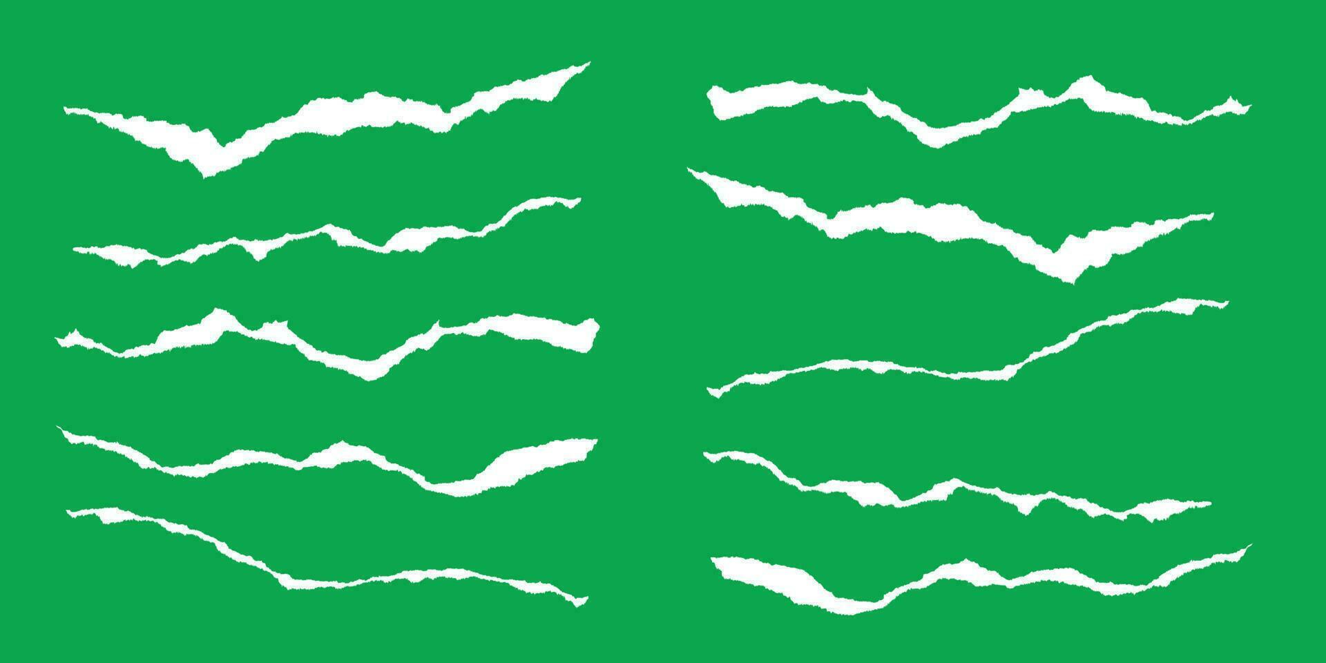 bianca colore strappato carta bordo con verde sfondo per design vettore