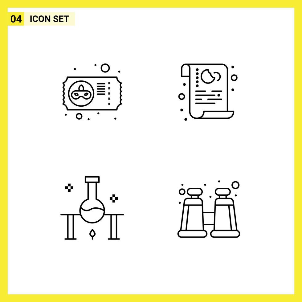 4 utente interfaccia linea imballare di moderno segni e simboli di carnevale laboratorio biglietto politica scienza modificabile vettore design elementi